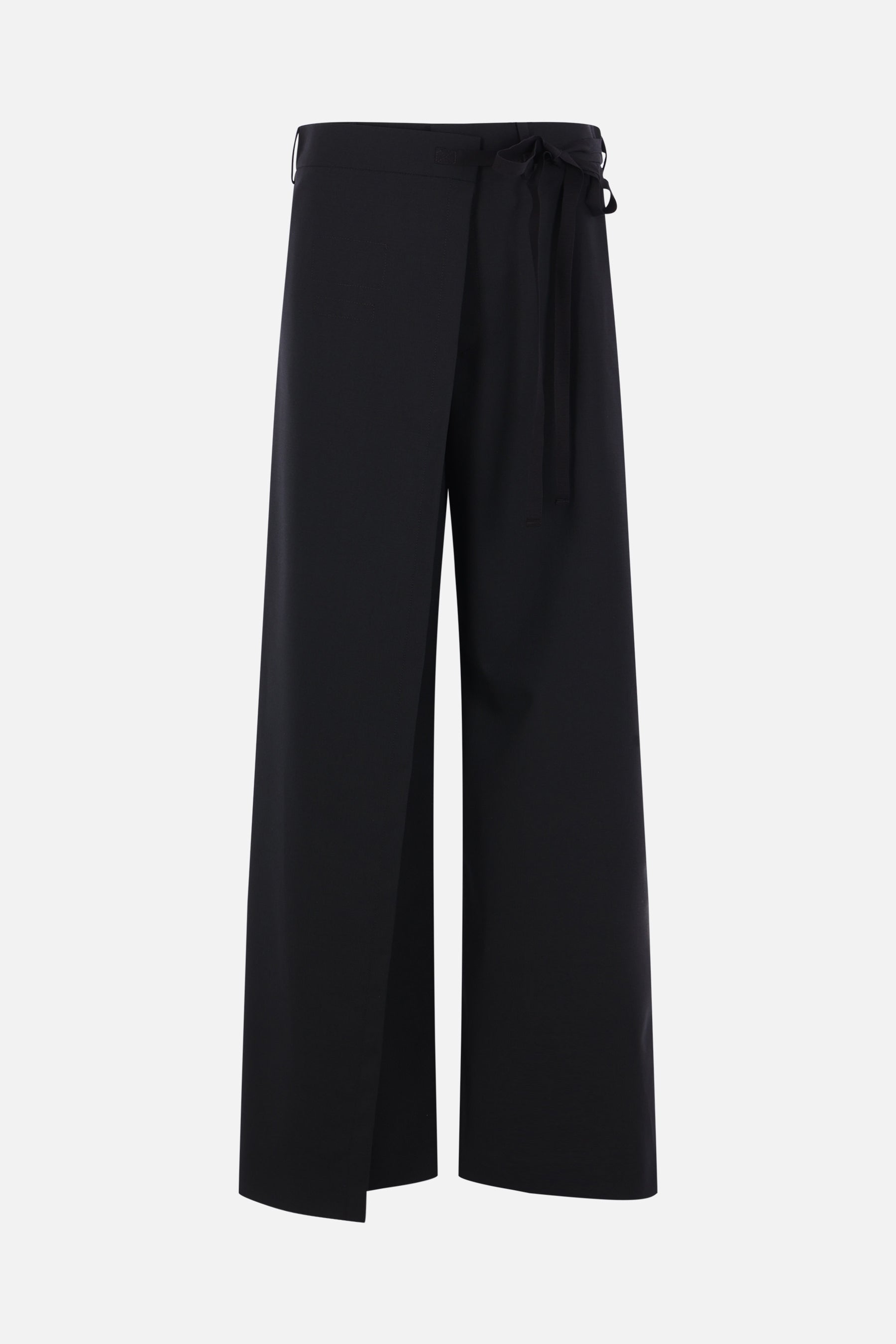 wide-leg trousers in wool blend with side panel