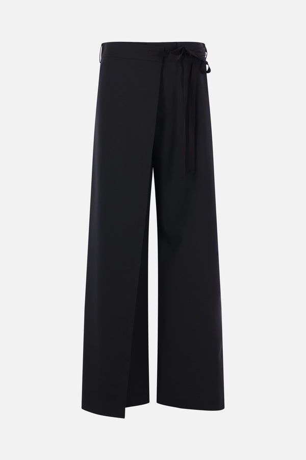 wide-leg trousers in wool blend with side panel