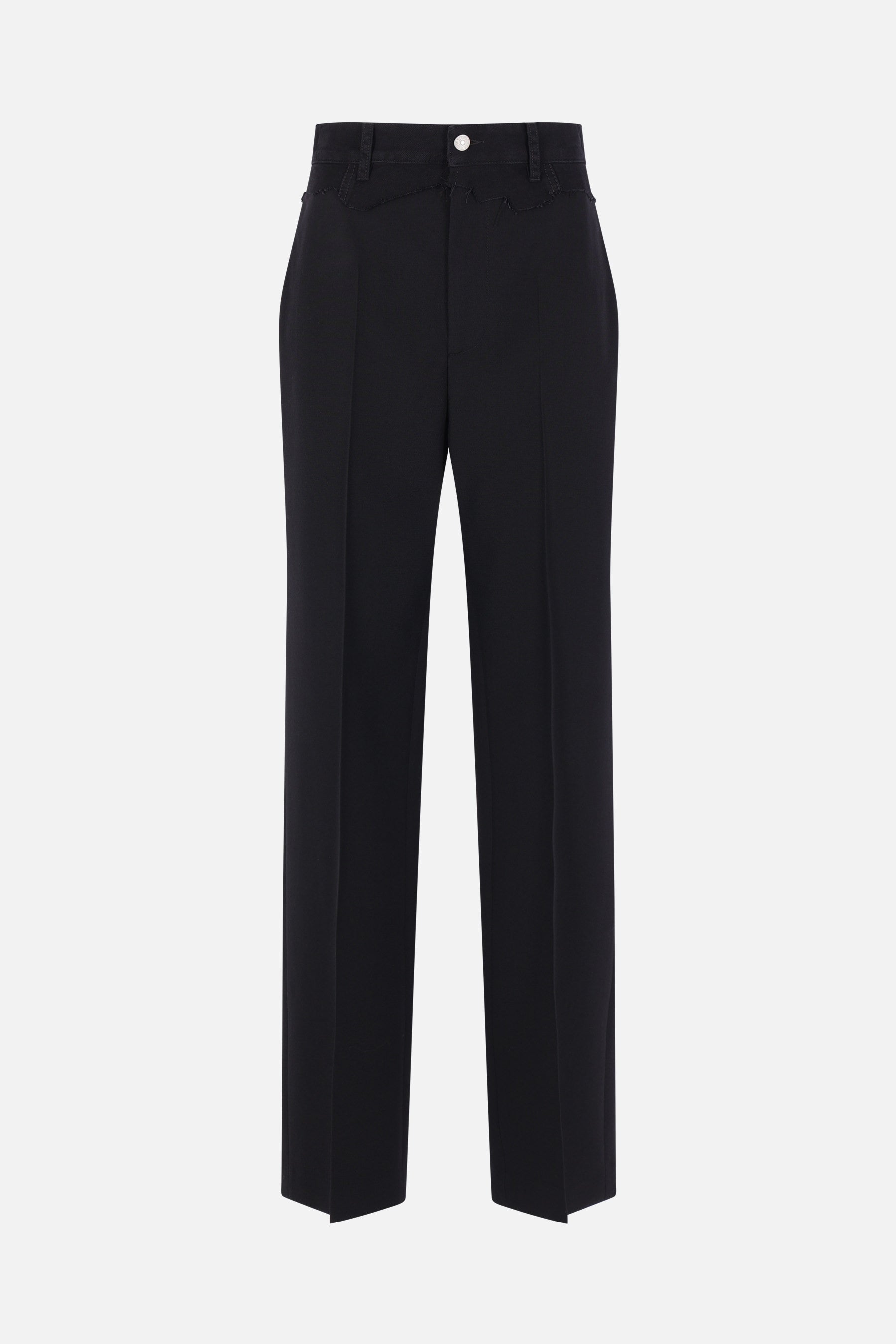 wool blend trousers with denim waist