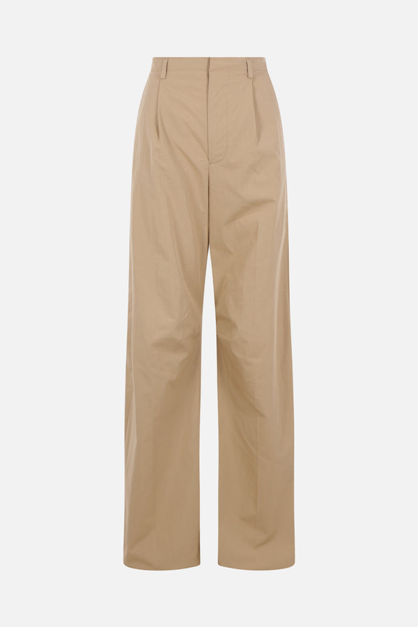 wide-leg trousers in cotton blend