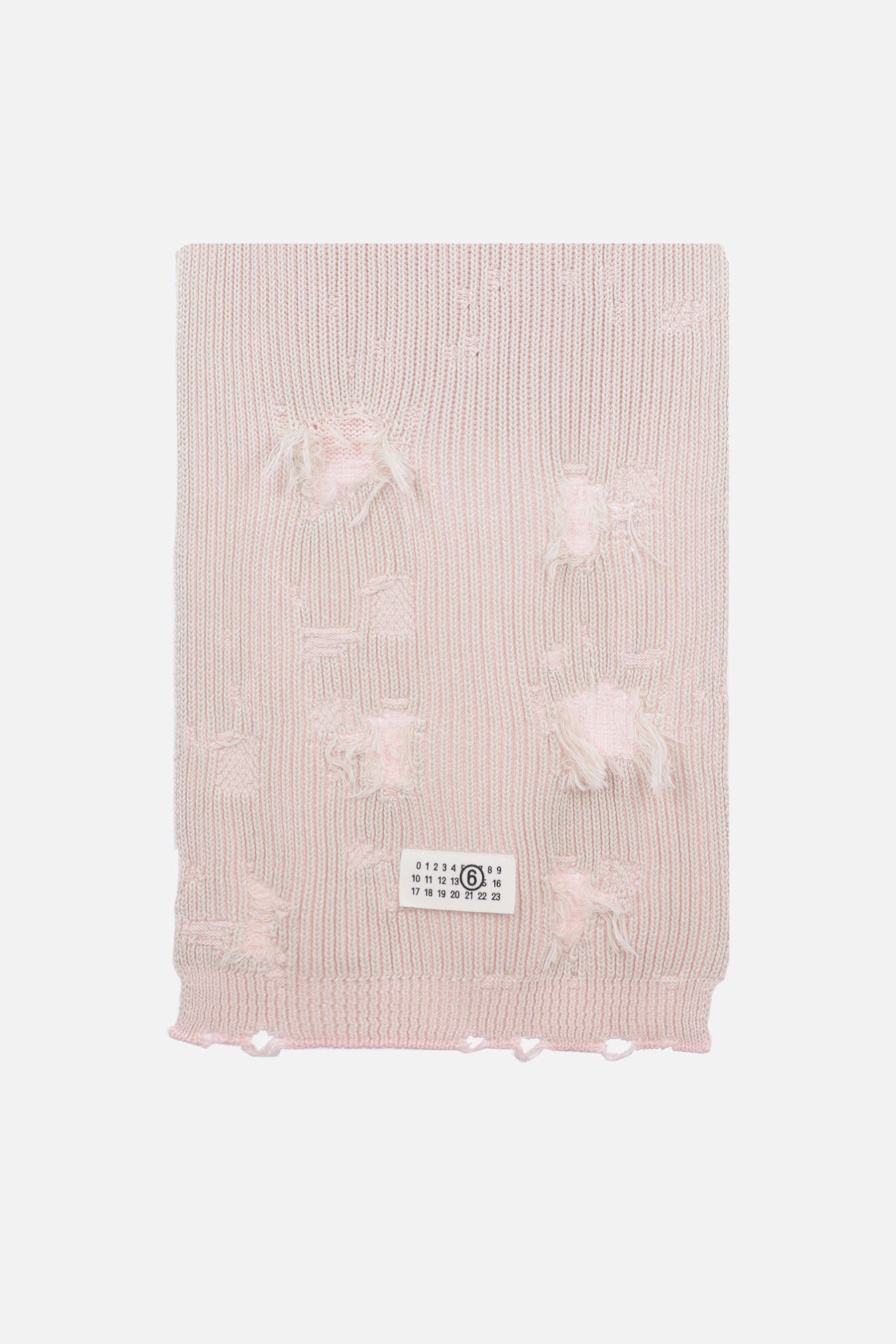 distressed knit reversible scarf