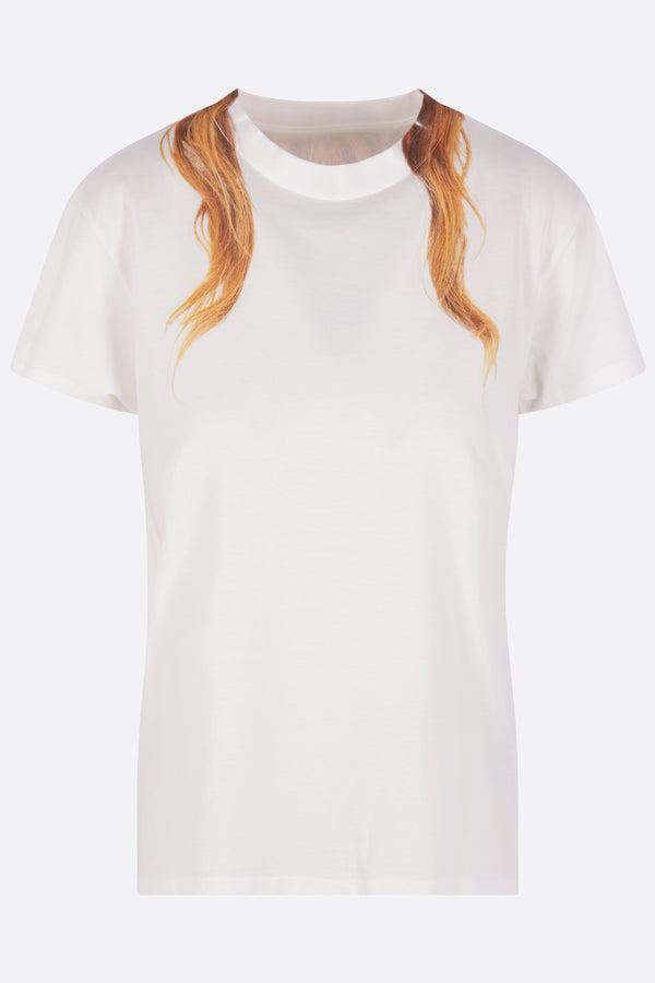 t-shirt in cotone stampa capelli