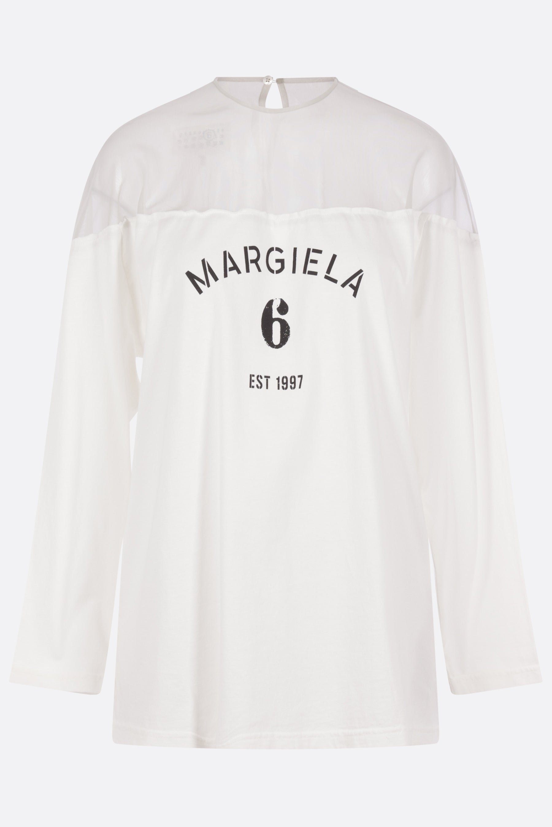 long-sleeve t-shirt in cotton and tulle