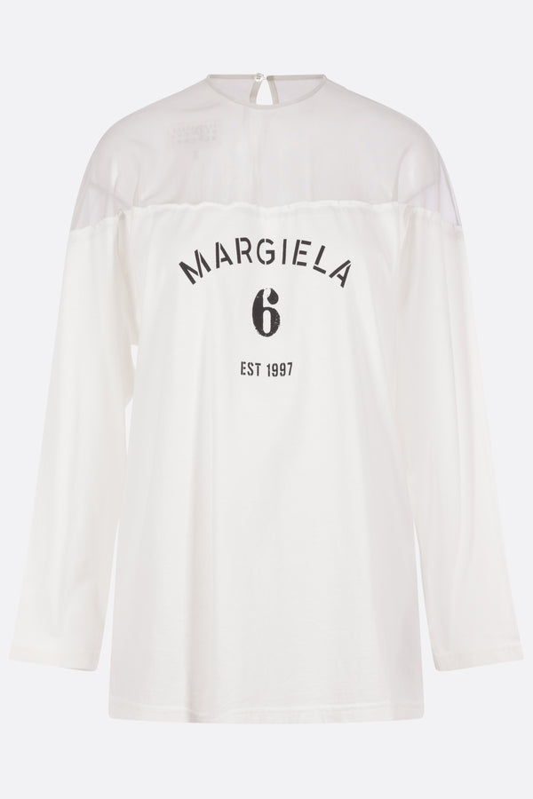 long-sleeve t-shirt in cotton and tulle