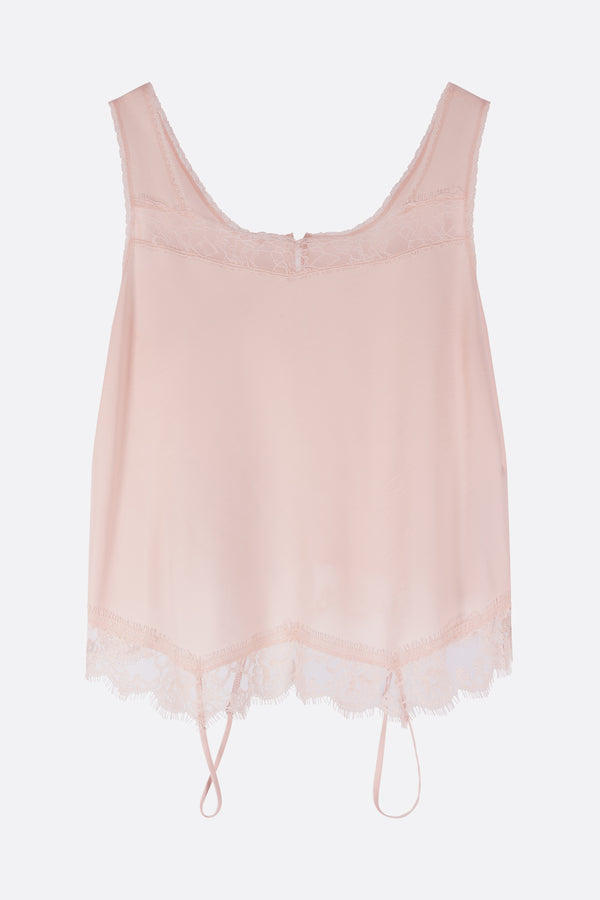 double-fit top in viscose and lace