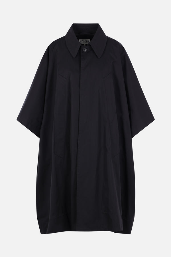 oversize overcoat in water-repellent cotton