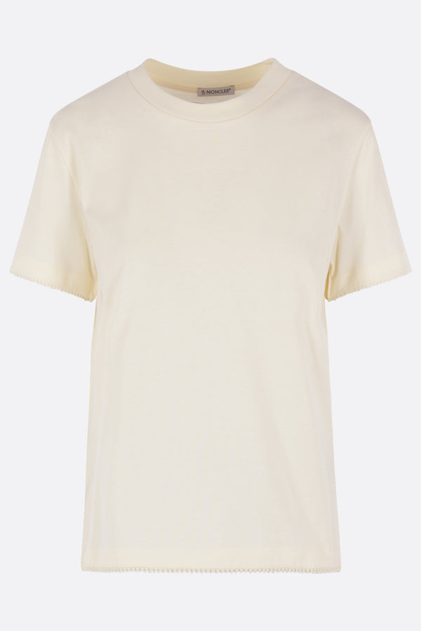 t-shirt in cotone con bordi in pizzo