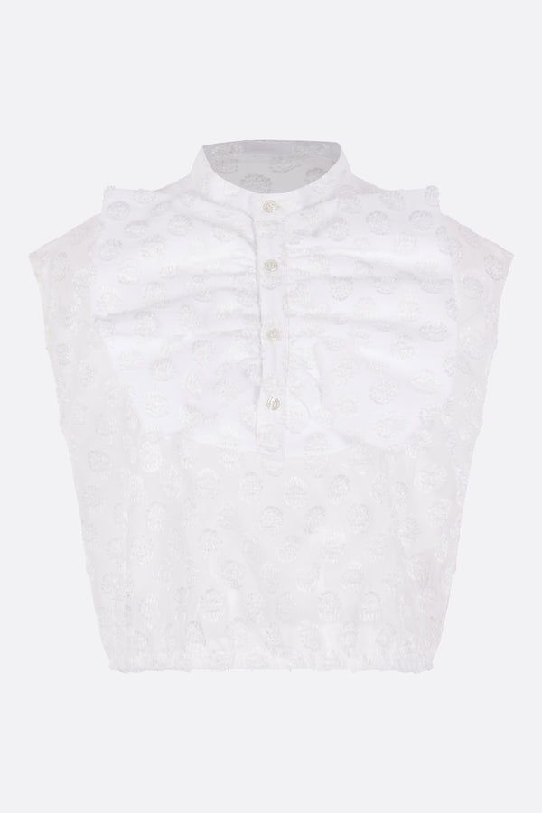 sleeveless cropped top in point d'esprit tulle