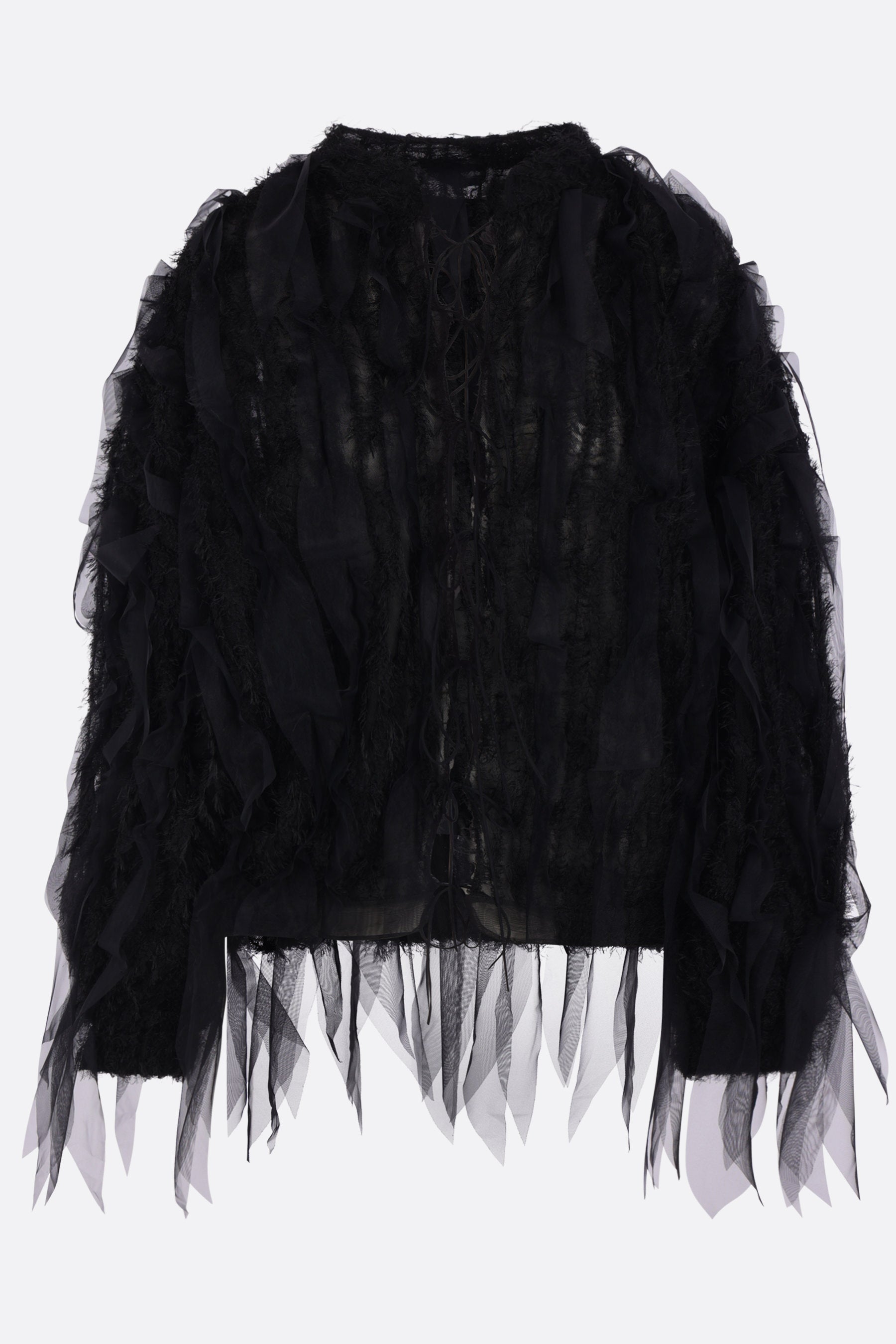 bomber in tulle effetto piuma