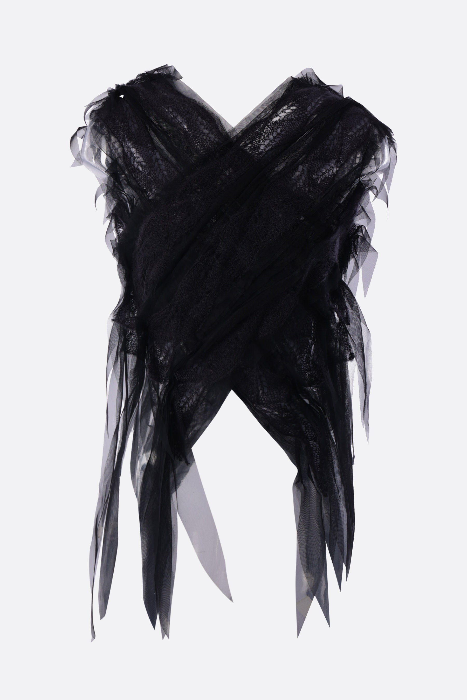 top smanicato in maglia e tulle