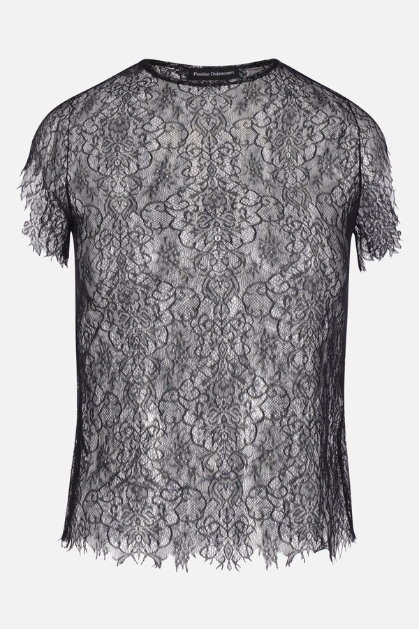 short-sleeve top in Seagull lace
