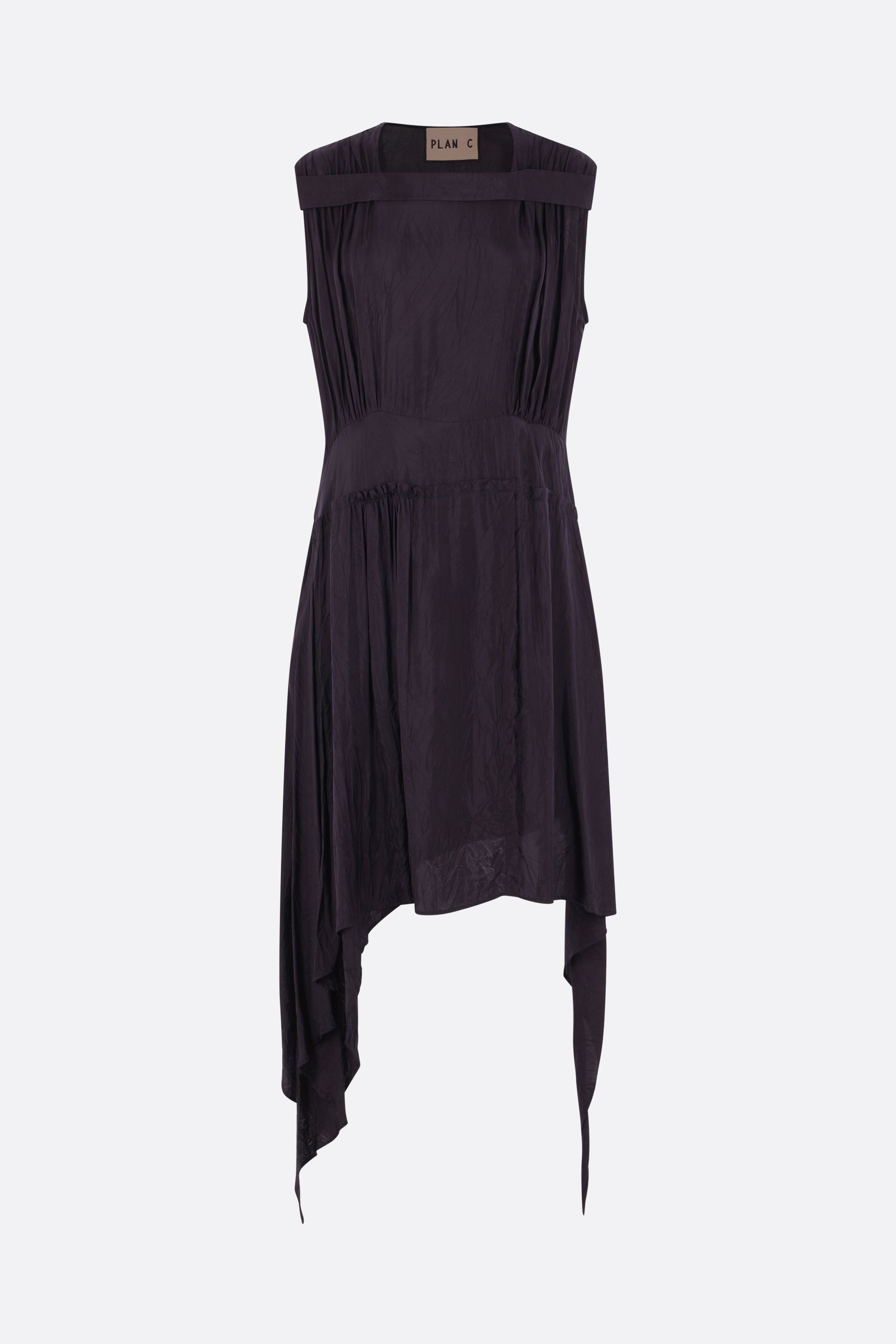 asymmetric midi dress in twill