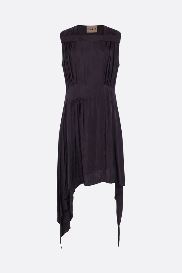 asymmetric midi dress in twill