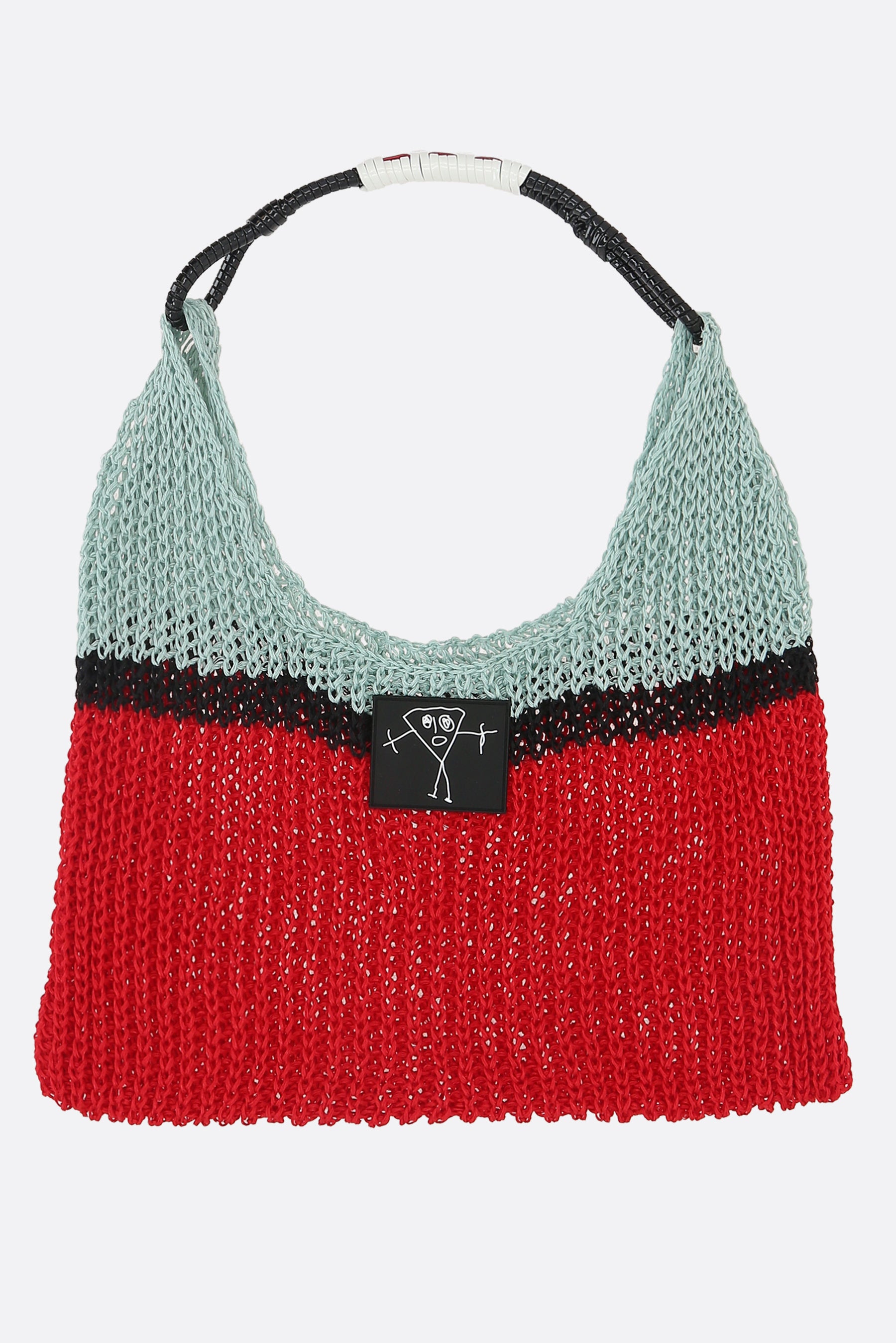 linen mesh handbag with Bianca patch