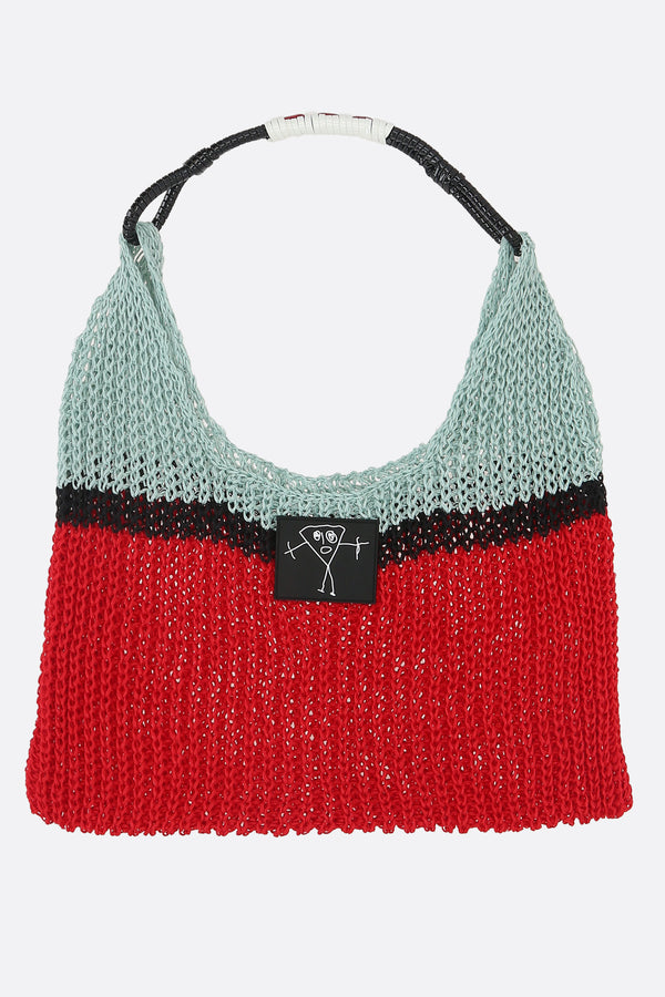 linen mesh handbag with Bianca patch