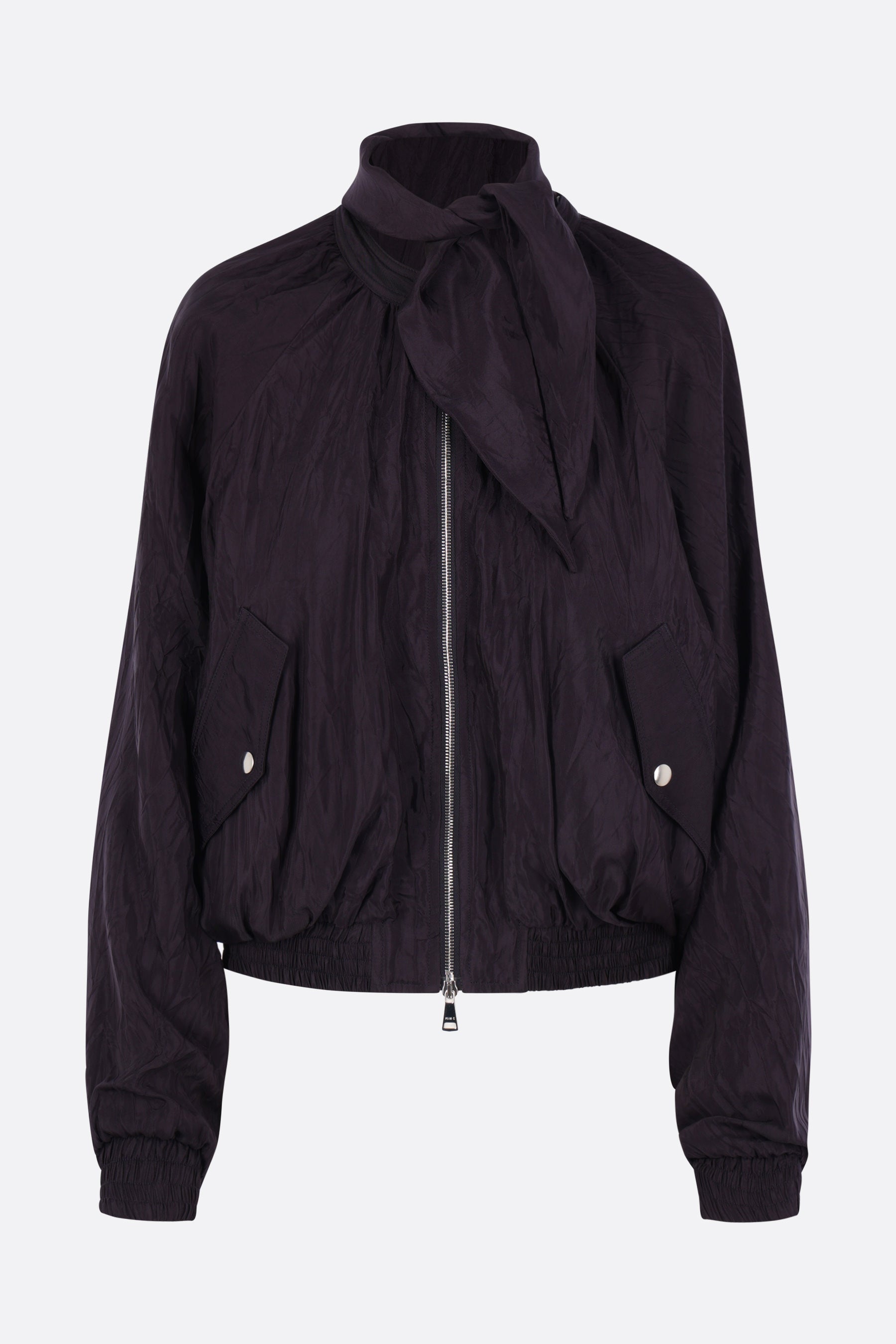 twill bomber jacket with scarf collar