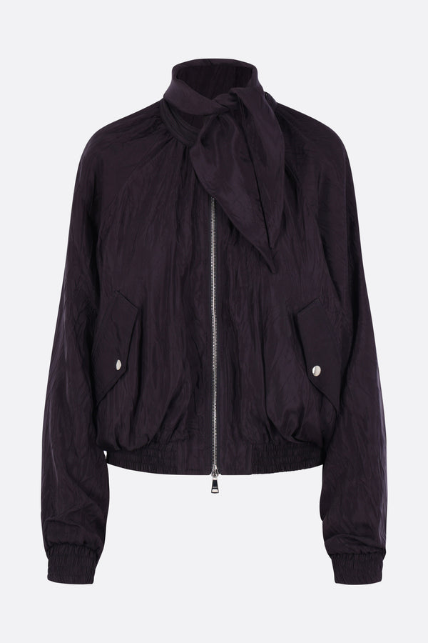 twill bomber jacket with scarf collar