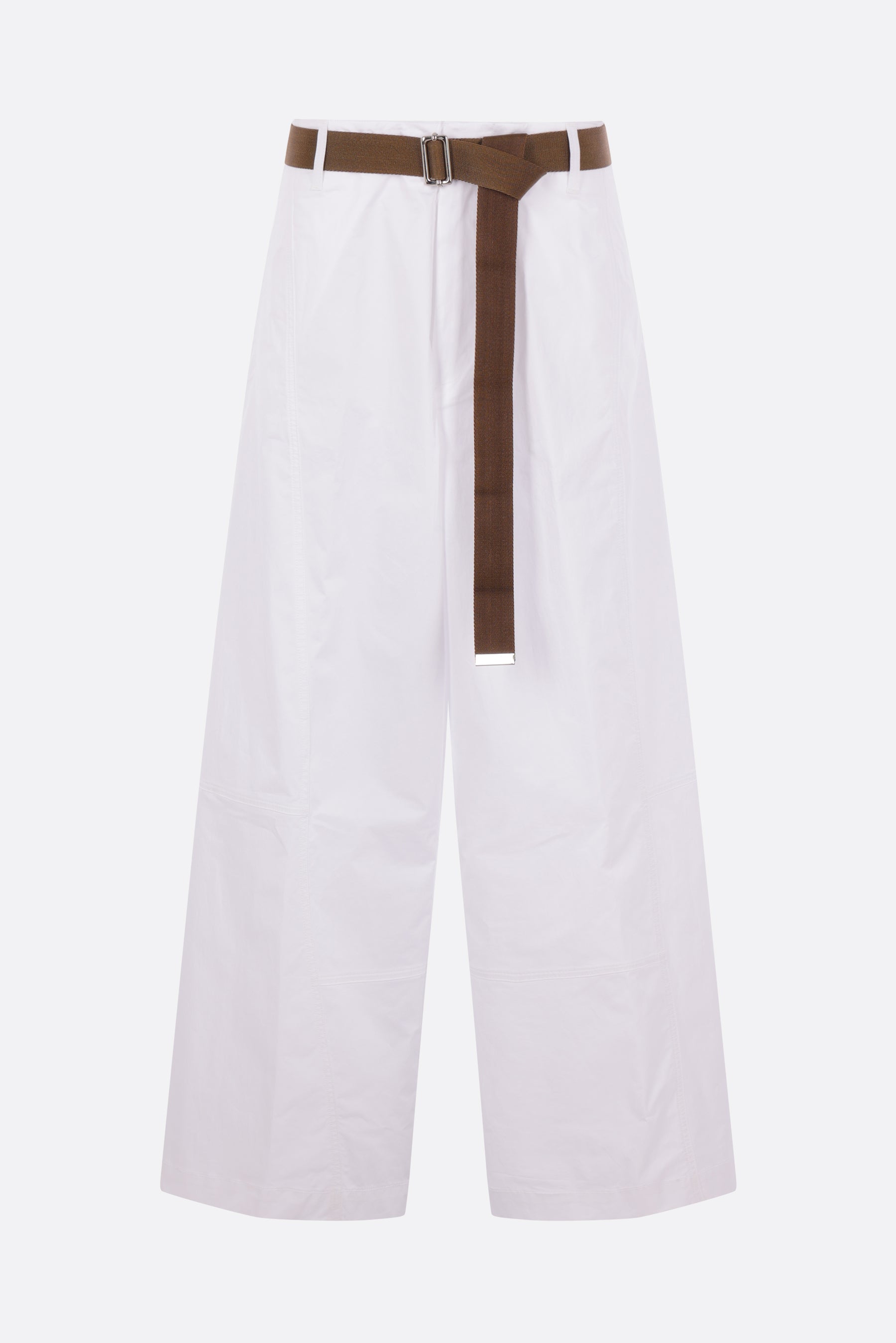 wide-leg trousers in cotton with belt