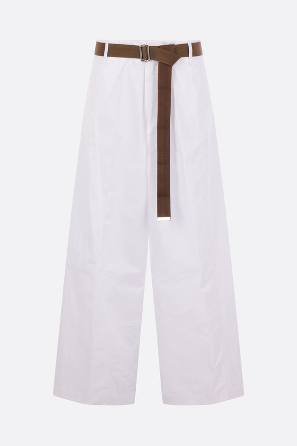wide-leg trousers in cotton with belt