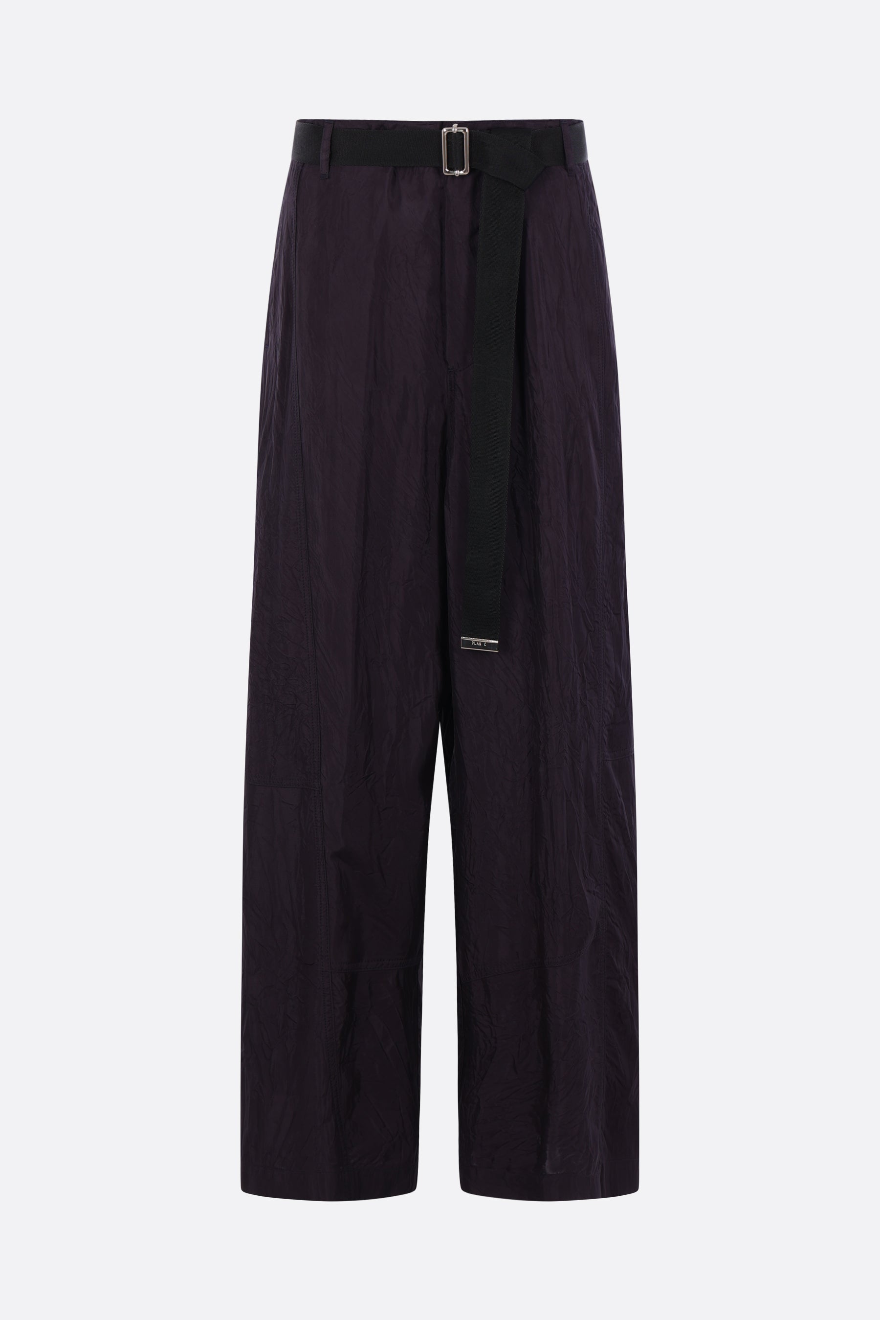 wide-leg trousers in twill with belt