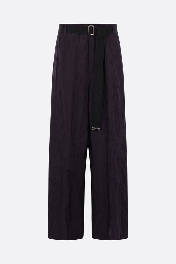 wide-leg trousers in twill with belt