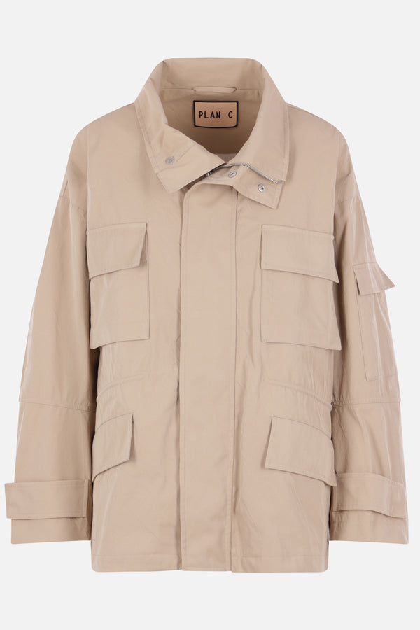 oversized cargo jacket in technical twill