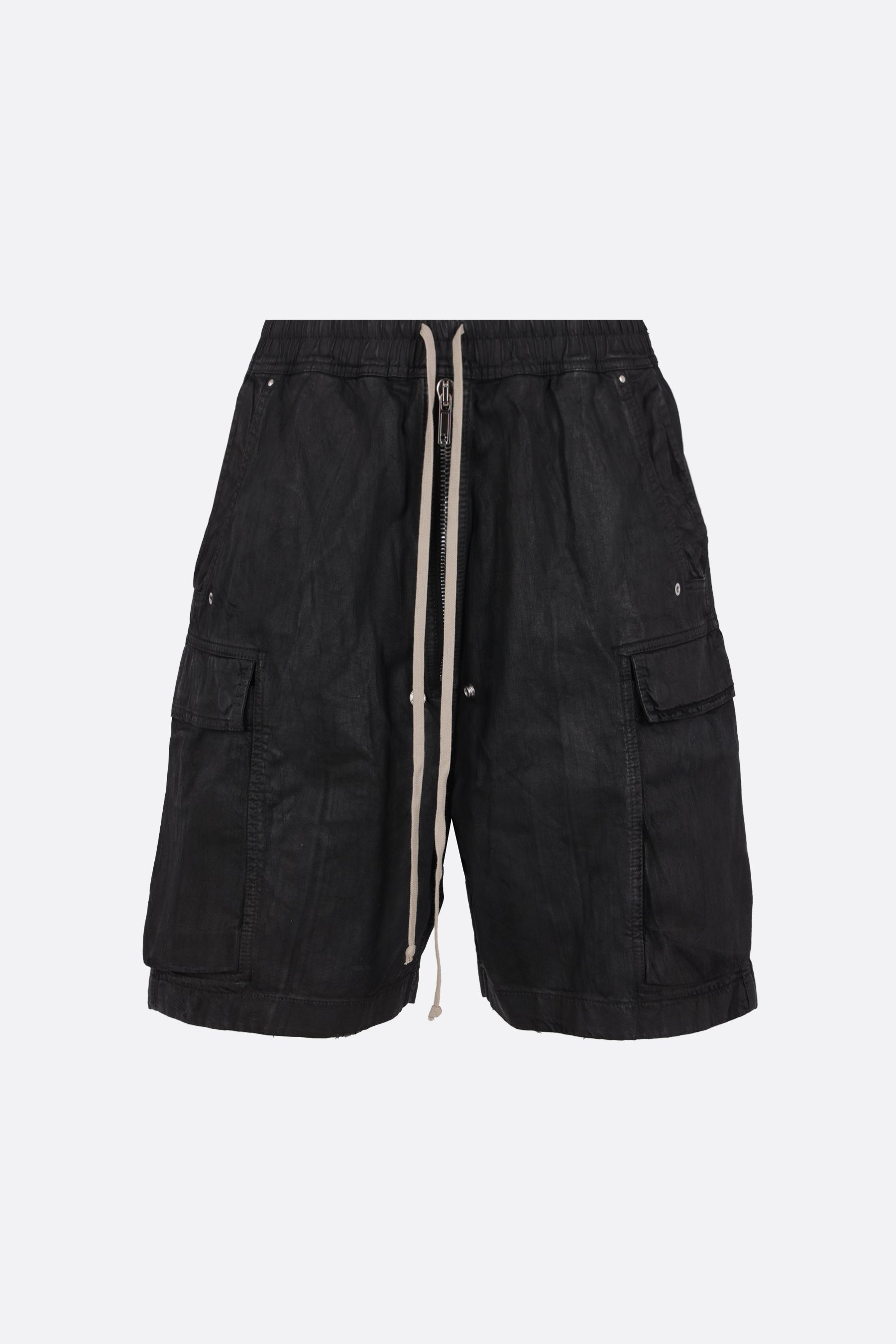 Cargobelas shorts in waxed denim
