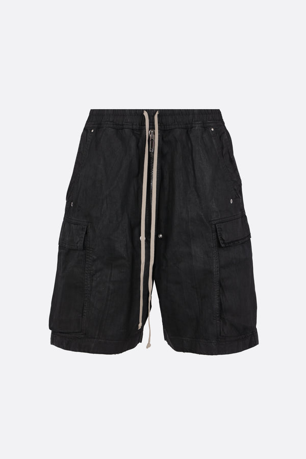 Cargobelas shorts in waxed denim