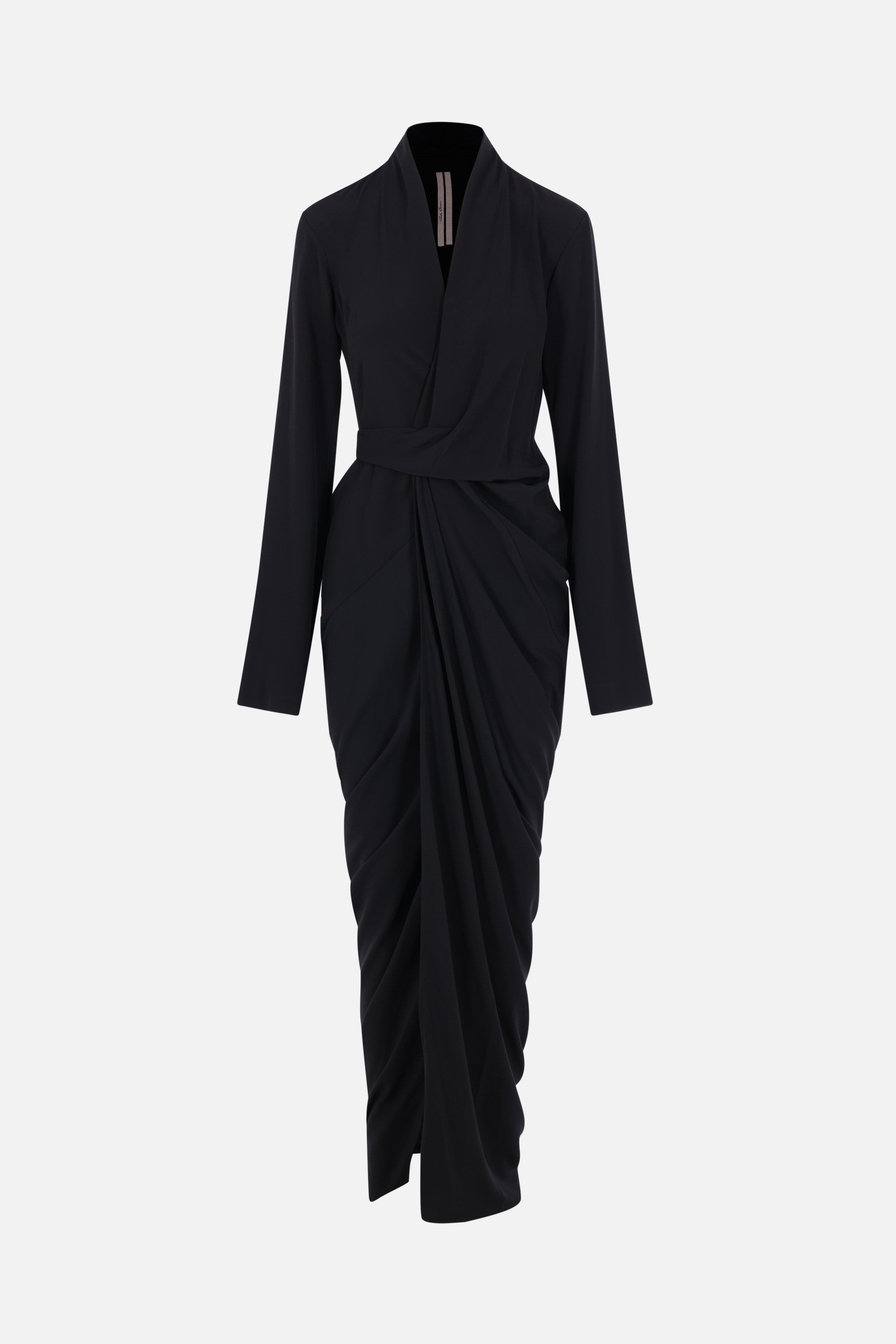 long wrap dress in crepe de chine