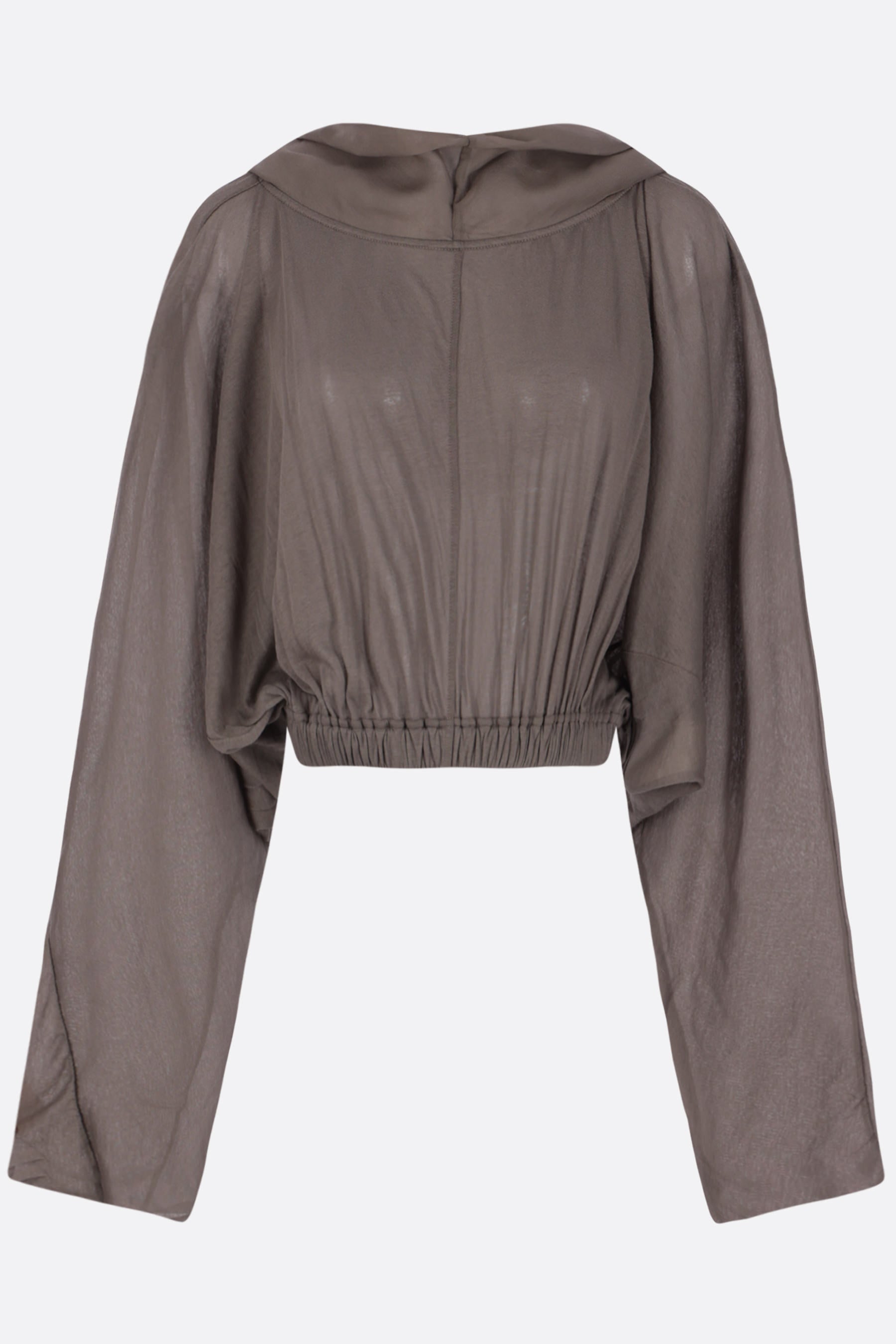 cropped hoodie in jersey and crepe