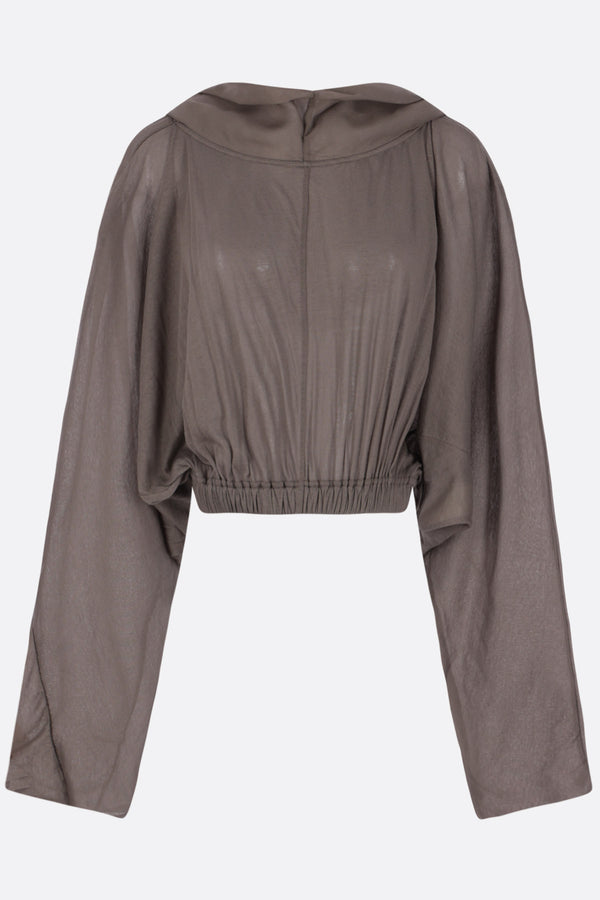 cropped hoodie in jersey and crepe