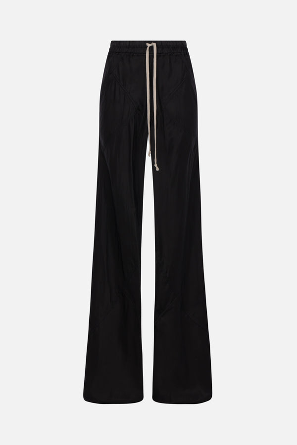 Bias flared trousers in satin