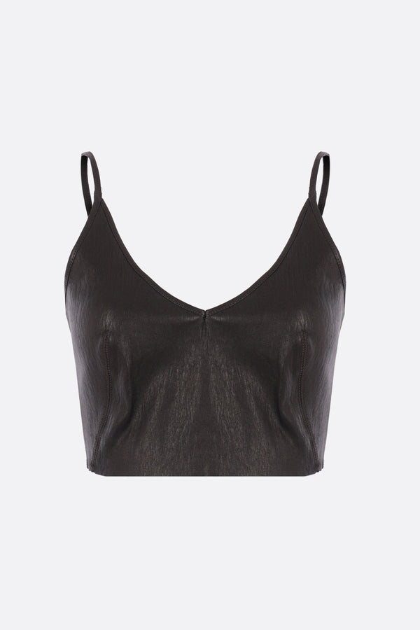 stretch leather cropped top