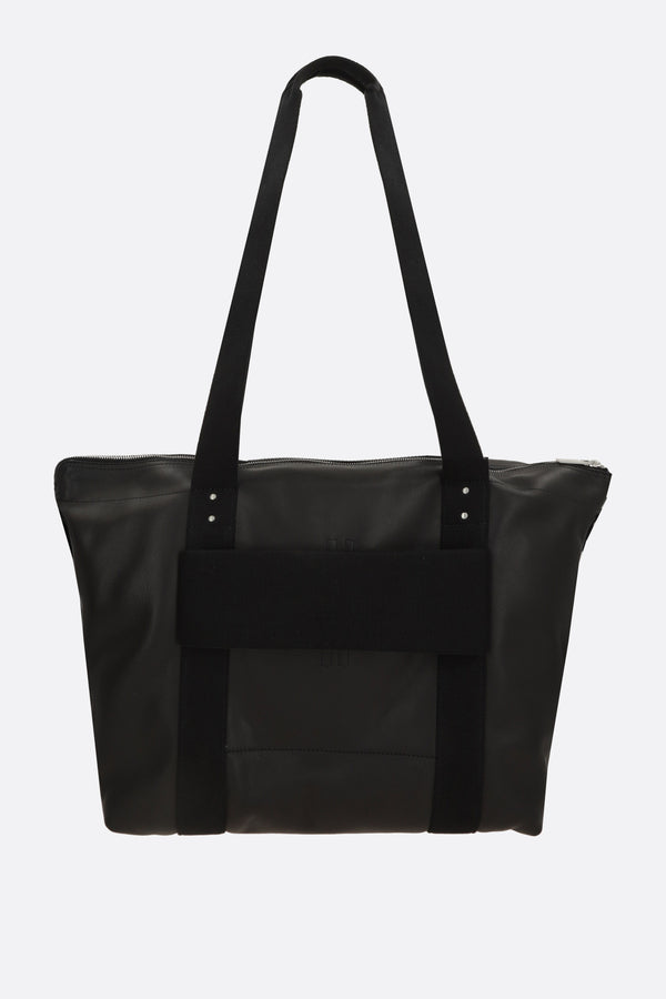 Trolley tote bag in grainy leather