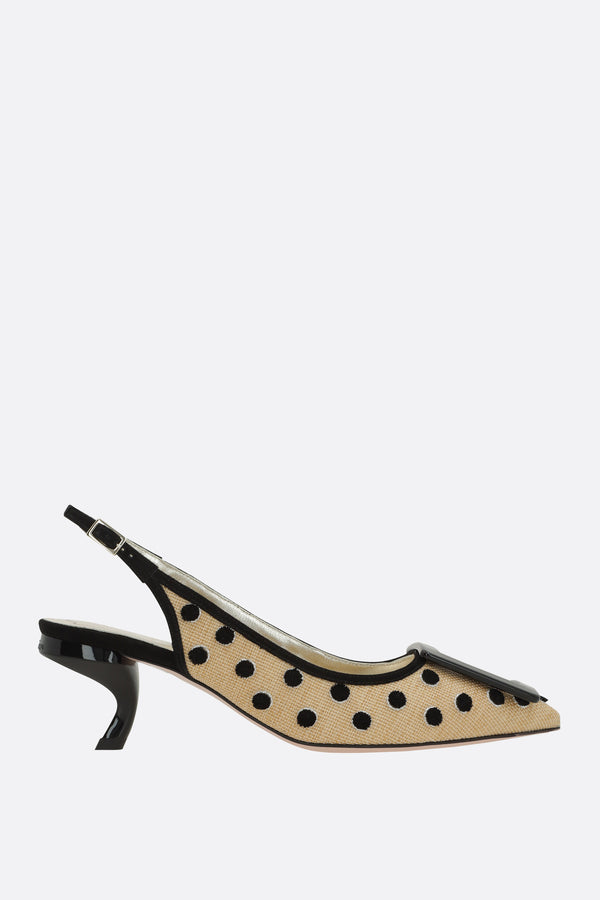 slingback Virgule in tela e suede