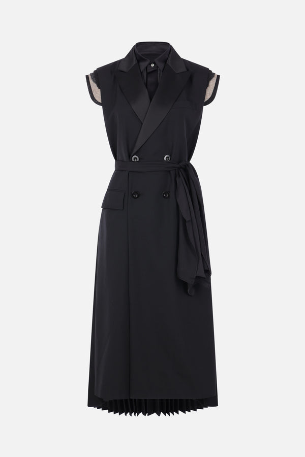 abito midi in misto lana e raso