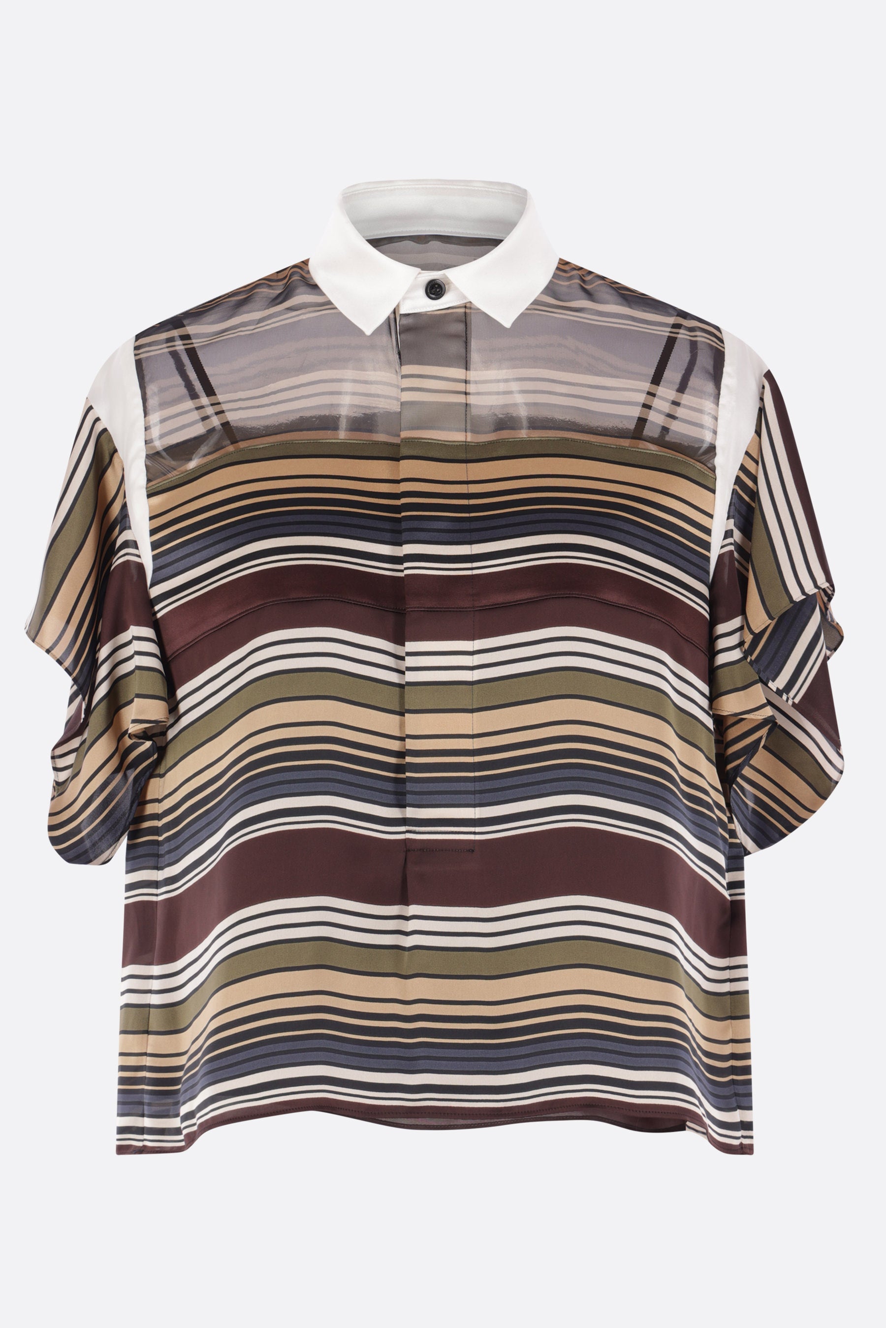 short-sleeve blouse in striped satin