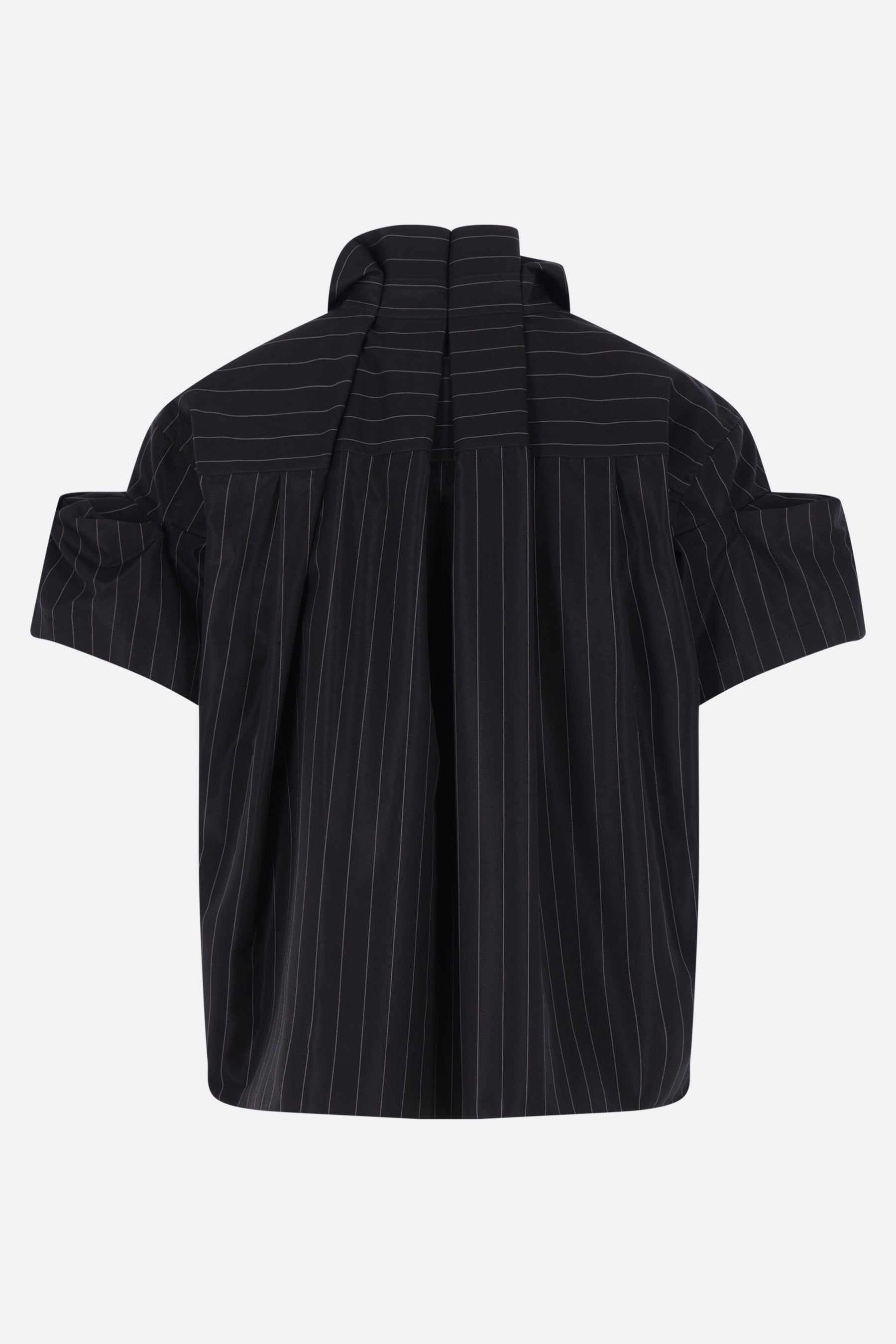 camicia a maniche corte in popeline gessato