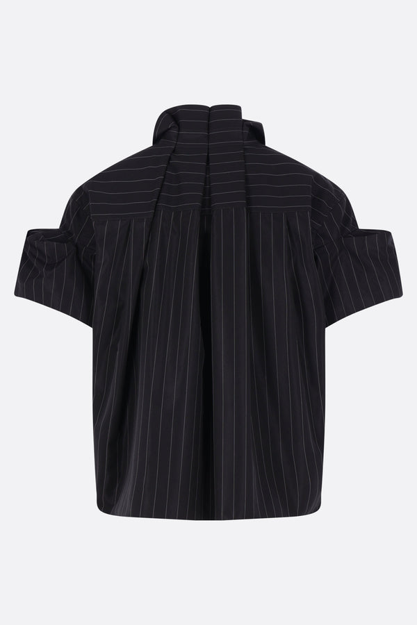 camicia a maniche corte in popeline gessato