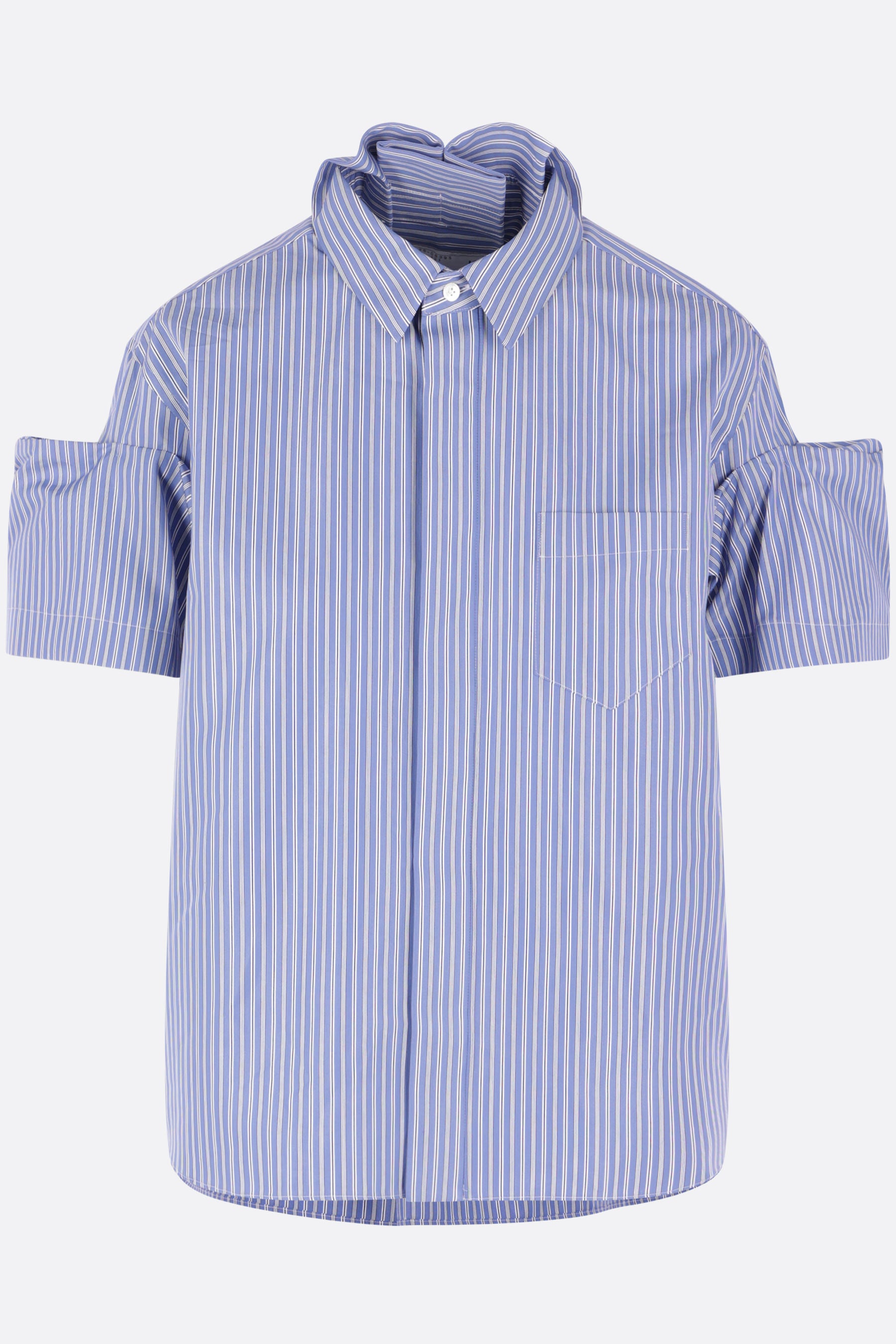 camicia a maniche corte in popeline a righe