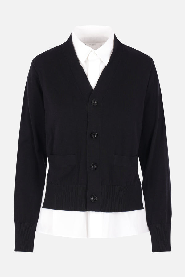 cardigan in cotone con inserti a camicia