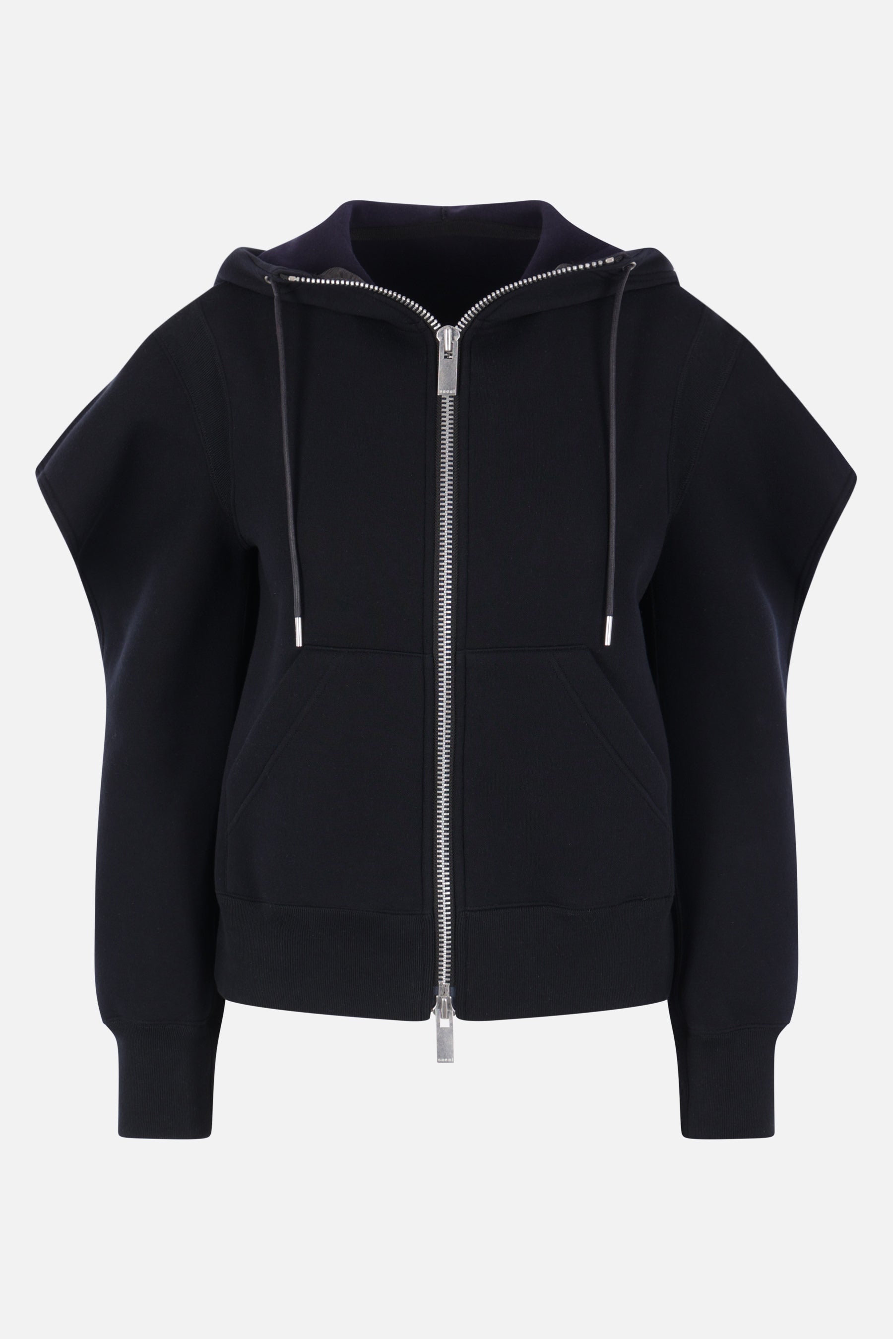 felpa full-zip in jersey con cut-out