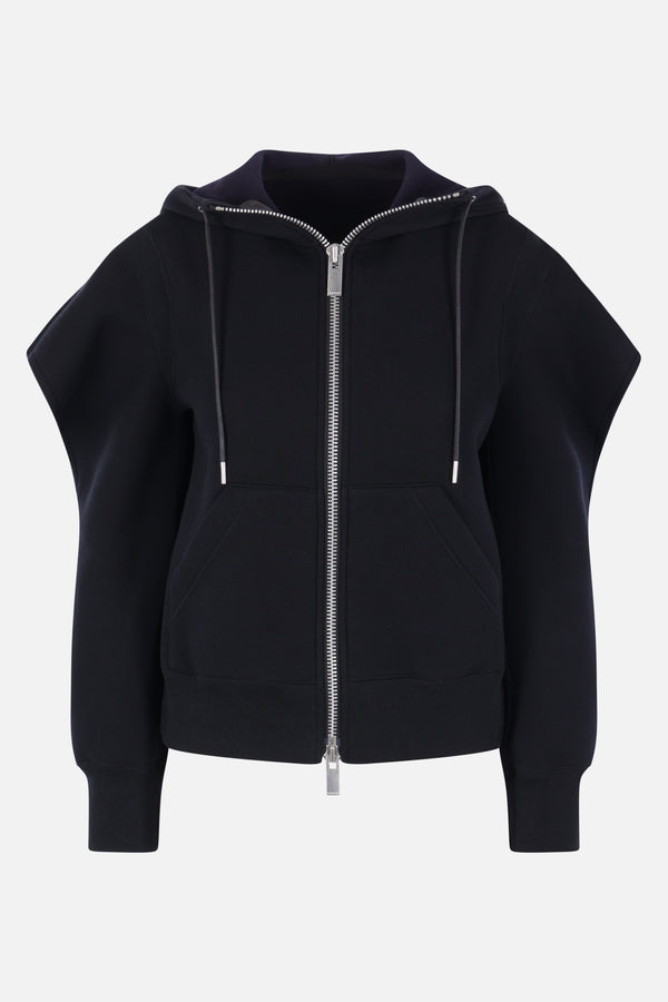 felpa full-zip in jersey con cut-out