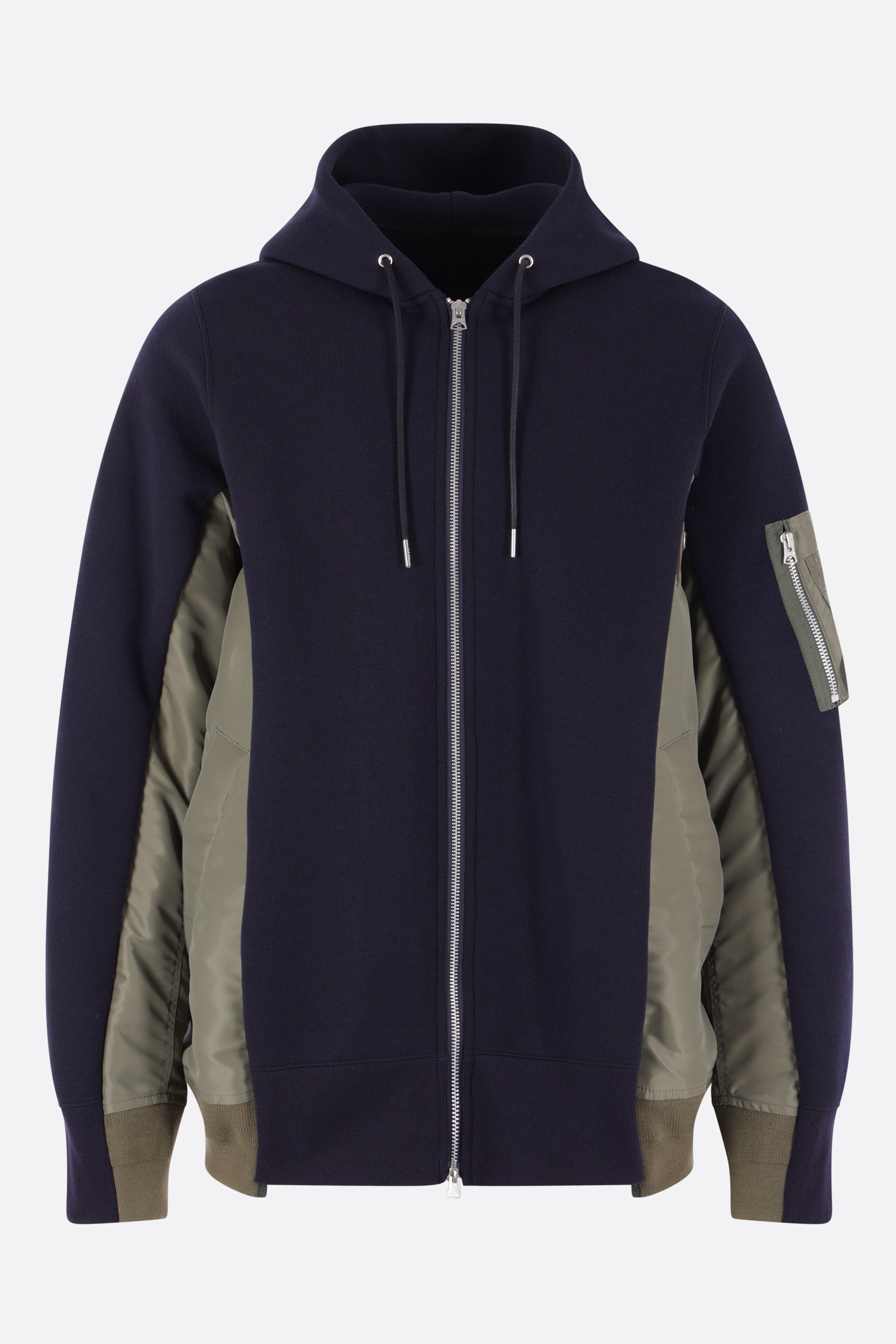felpa full-zip in jersey e nylon