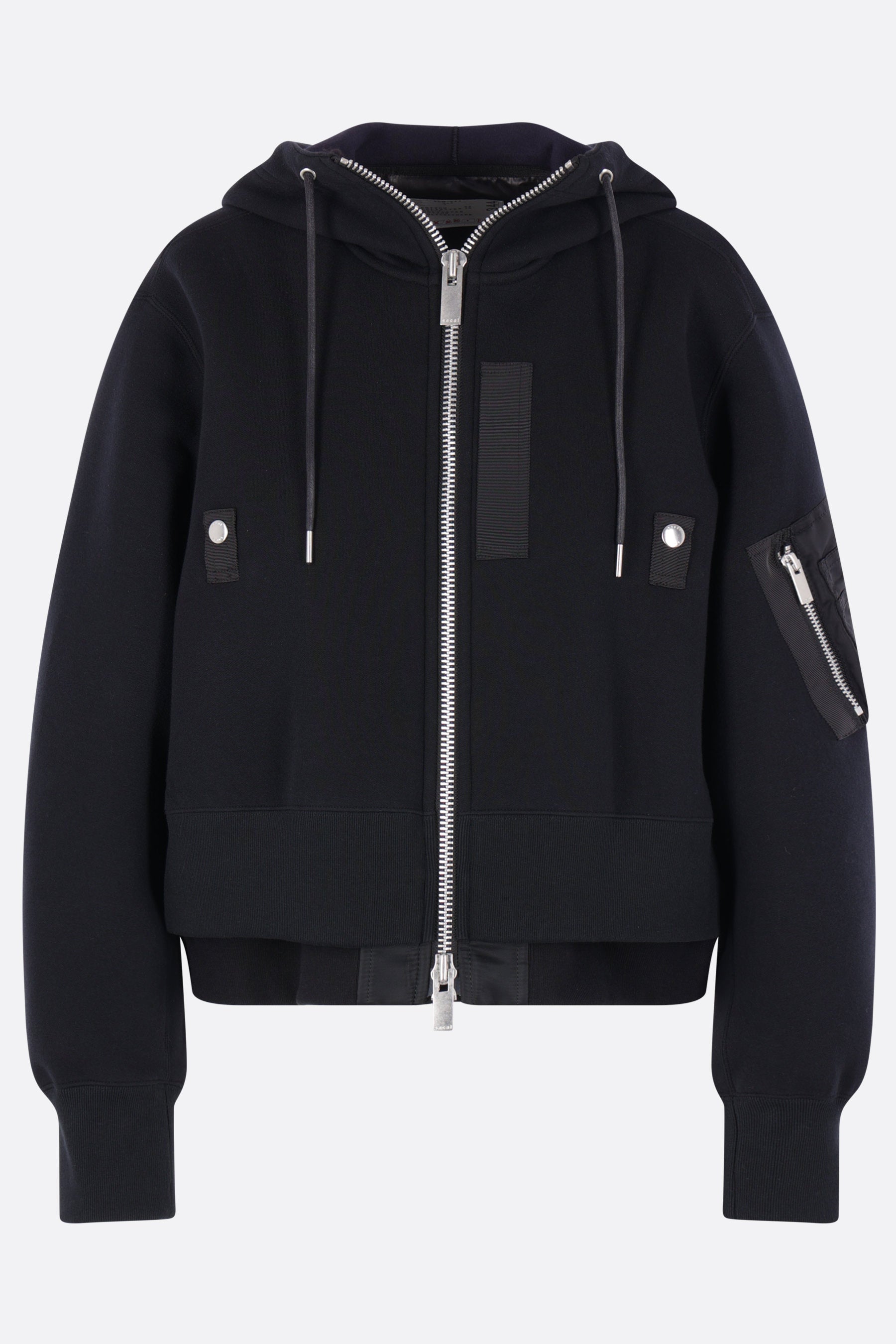 felpa full-zip in jersey e nylon