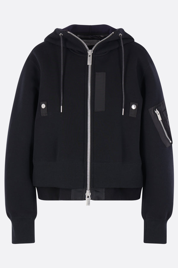 felpa full-zip in jersey e nylon