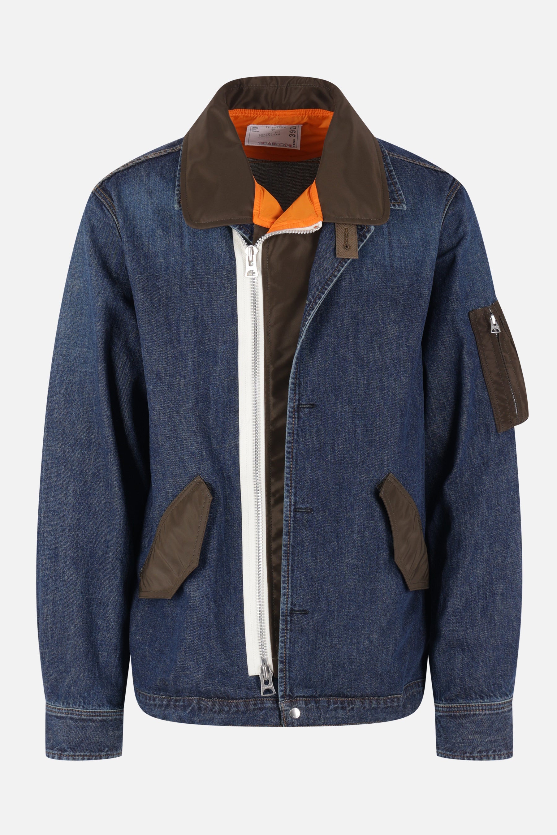 giubbotto full-zip in denim e nylon
