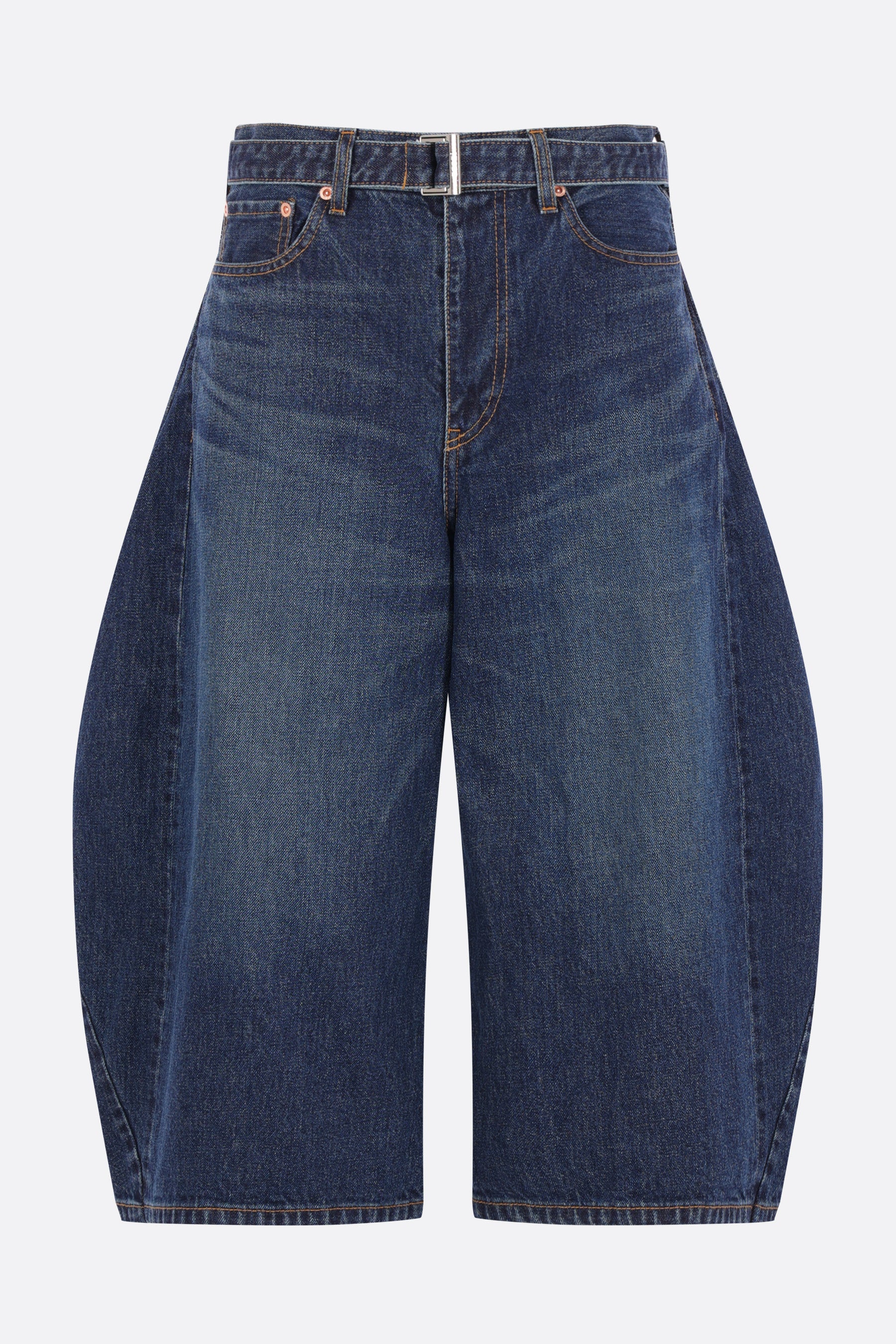 jeans cropped a gamba curva in denim