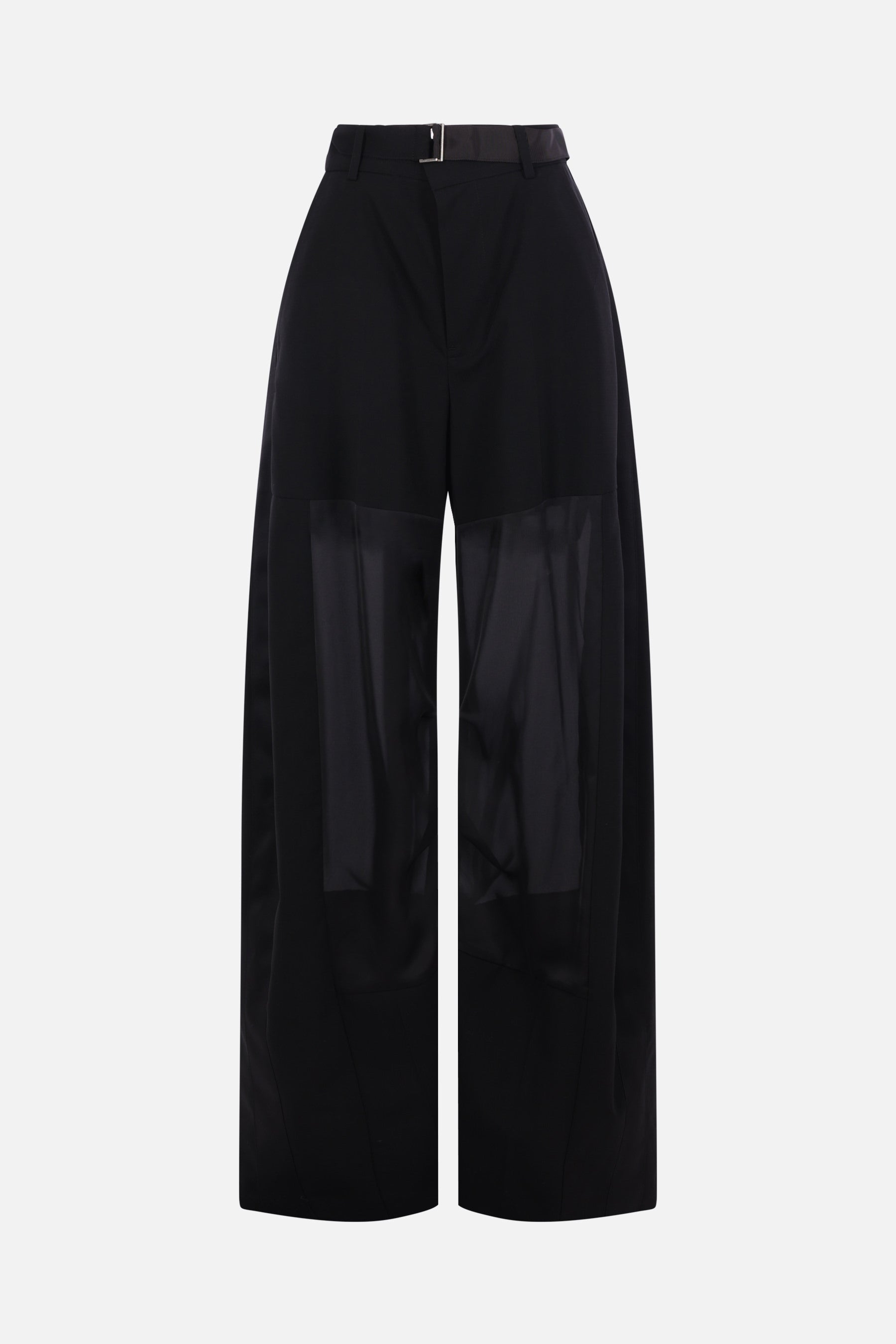 wool and satin trousers with belt