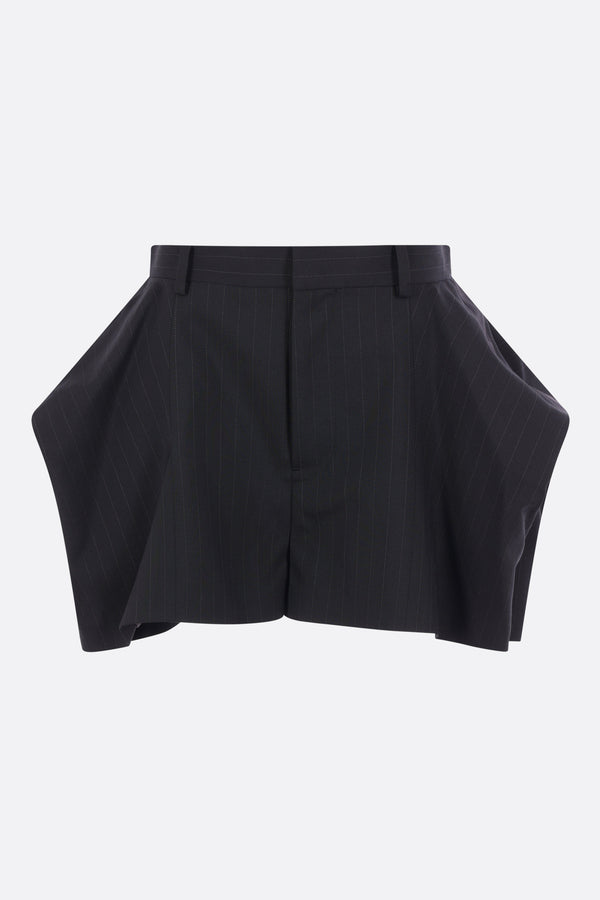 pinstriped wool blend shorts